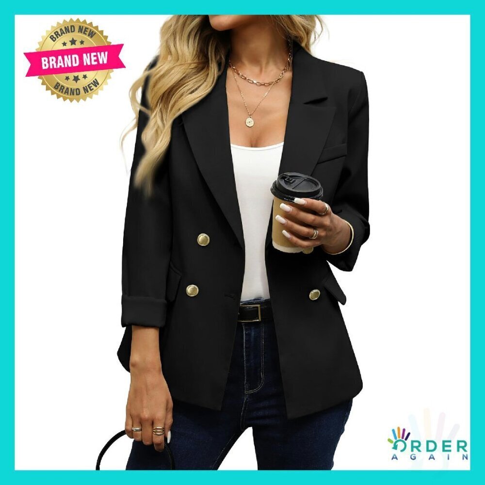 Double Breasted Slim Fit Blazer Business Casual Office Jacket Elegant Classic